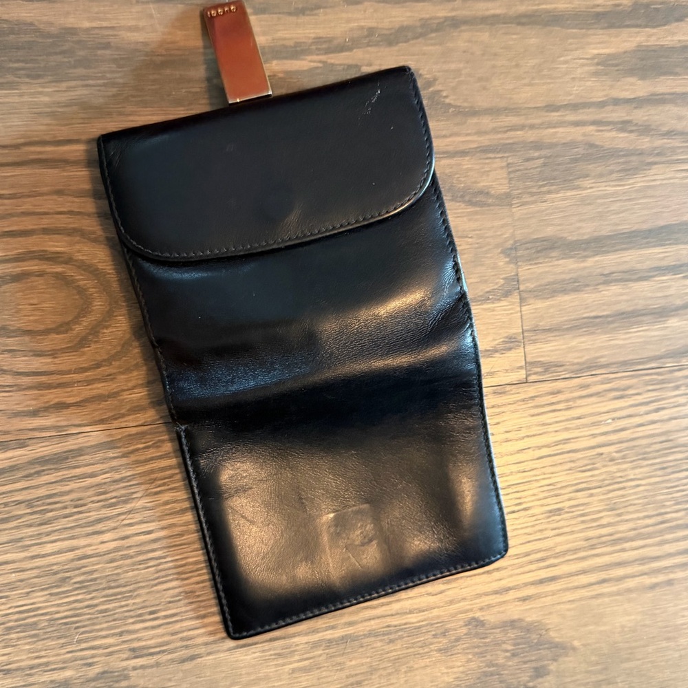 Gucci vintage Black Leather Billfold with Gold-Tone Money Clip - Picture 3 of 7